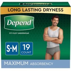 Depend Fit-Flex Adult Incontinence Disposable Underwear Size Small-Medium For Men 19 Pants