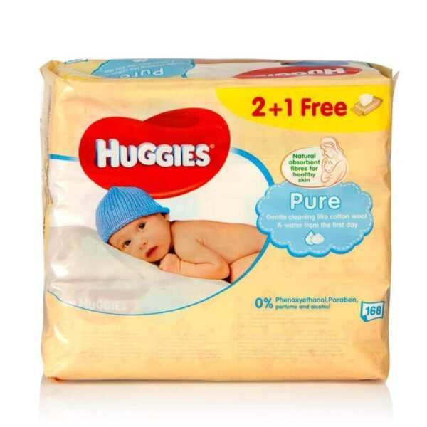 Huggies Pure Baby Wipes 2 + 1 56 Pieces