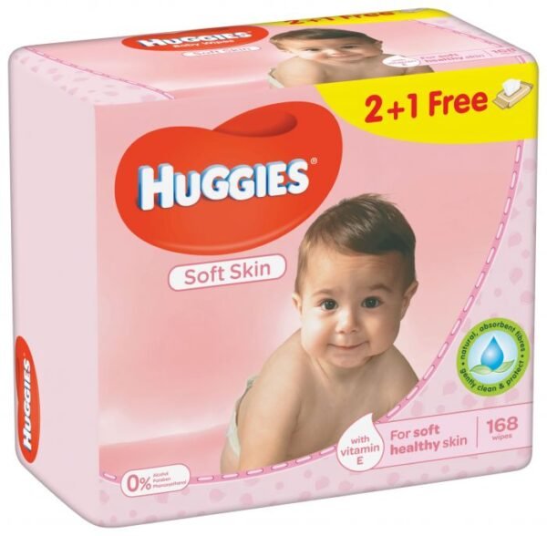 Huggies Soft Skin Trip Wipes 2 + 1 Free