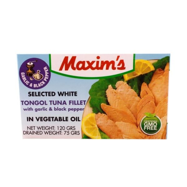 Maxim's Smoked Tongol Tuna Fillet with Garlic and Black Pepper In Vegetable Oil 120g