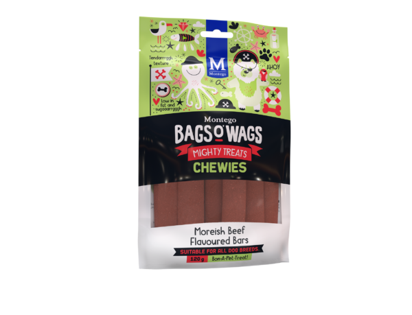 Montego Bags O Wags Moreish Beef Chewies Dog Treats 120g