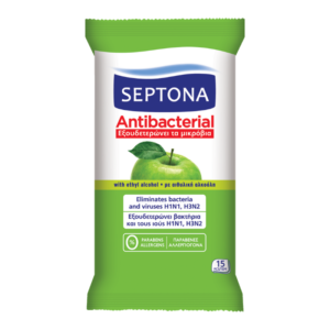 Septona Antibacterial Wipes Green Apple Fragrance 15 Pieces