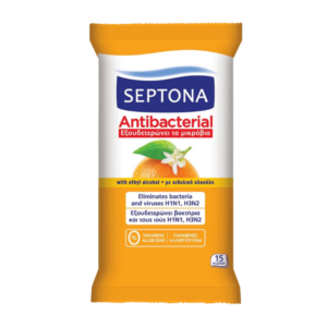 Septona Antibacterial Wipes Orange Blossom Fragrance 15 Pieces