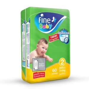 Fine Baby Diapers Double Lock Size 2 Small (3-6Kg) Jumbo Pack 60 Diapers