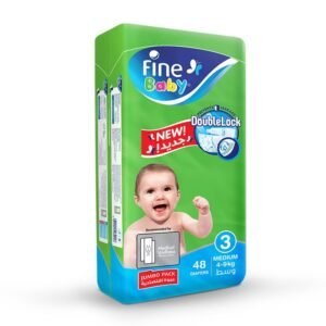 Fine Baby Diapers Double Lock Size 3 Medium (4-9Kg) Jumbo Pack 48 Diapers