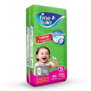 Fine Baby Diapers Double Lock Size 5 Maxi (11-18Kg) Jumbo Pack 40 Diapers