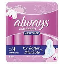 Always Maxi Thick Extra Long Cotton Feminine Pads 8 Pieces