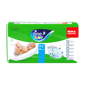 Fine Baby Diapers Size 2 Small (3-6Kg) Double Lock 52 Diapers