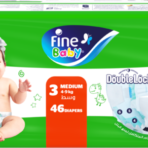 Fine Baby Diapers Size 3 Medium (9-4Kg) Doublelock Pack Of 46 Diaper