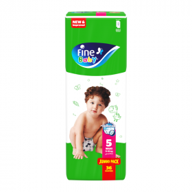 Fine Baby Diapers Size 5 Maxi (11-18Kg) Double Lock 36 Diapers