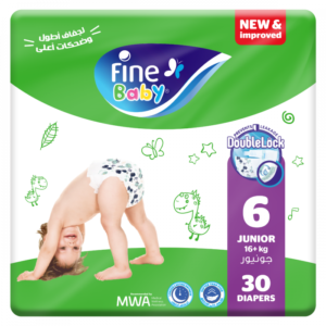 Fine Baby Diapers Size 6 Junior (16+Kg) Double Lock 30 Diapers