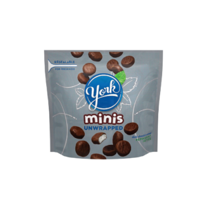 York Minis Chocolate Resealable Peppermint Patties Candy Bag 215g